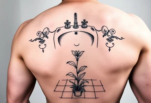 bathroom sink on tile floor with lily coming up out of the floor tattoo idea