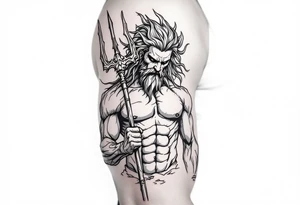 gay poseidon with trident tattoo idea