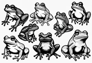 Variety of frogs flash sheet tattoo idea