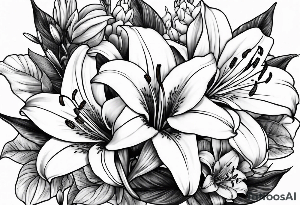 Bestfriends lillies and lilac tattoo idea