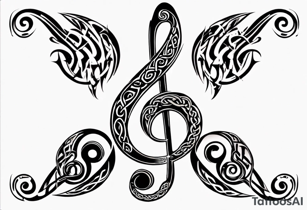 celtic an maori fusion design with a treble clef. tattoo idea