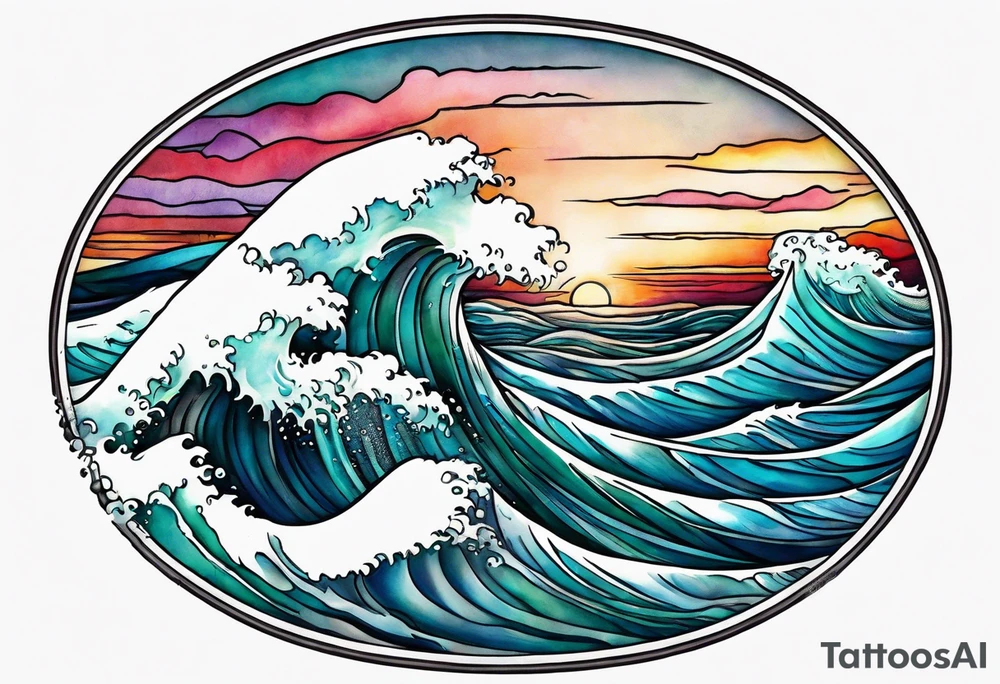 waves;  
"come what may"; outside forearm not an oval tattoo idea