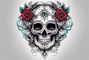 Woman skull showing through skin tattoo idea
