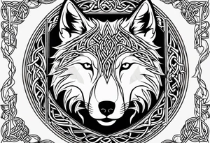 Celtic wolf side face tattoo idea