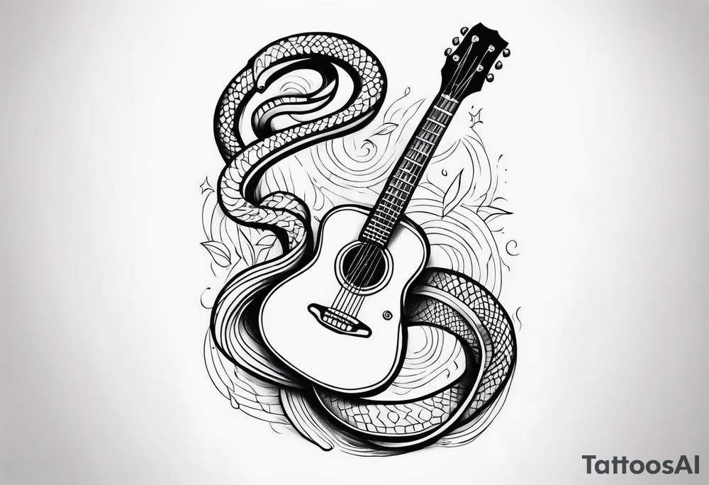 Snake clutching guitar neck tattoo idea