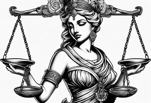 Themis with scales in hands tattoo idea