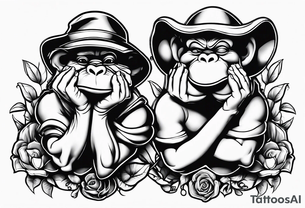 speak no evil see no evil hear no evil with disney characters tattoo idea