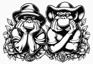 speak no evil see no evil hear no evil with disney characters tattoo idea