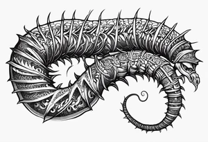 medieval centipede 
 with a fine point and sketch style tattoo idea