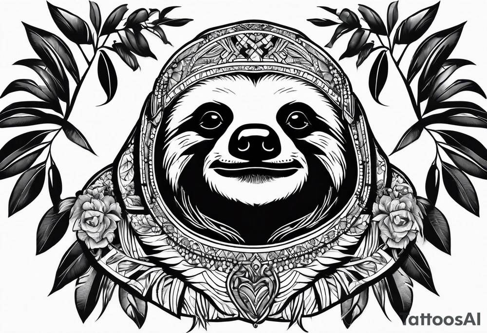 Sloth under palm tattoo idea
