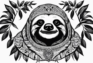 Sloth under palm tattoo idea
