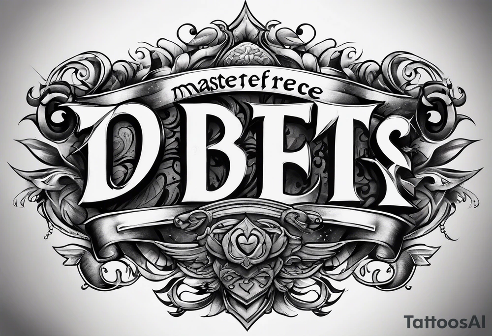 The words "debts" and "lessons" across upper chest tattoo idea