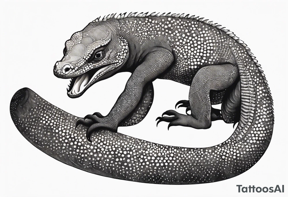 Aboriginal style goanna full body tattoo idea