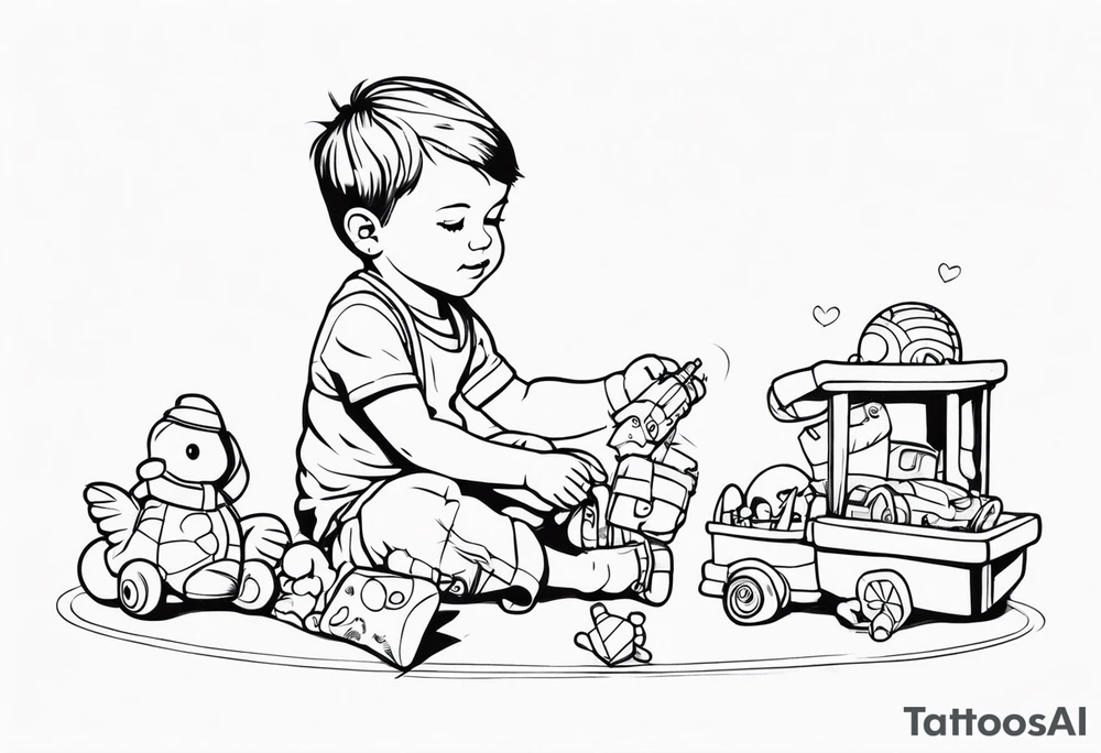 child playing with toys tattoo idea