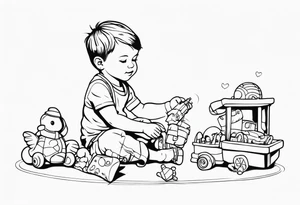 child playing with toys tattoo idea