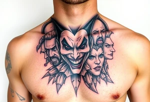 creative collage of different emotions jester form tattoo idea