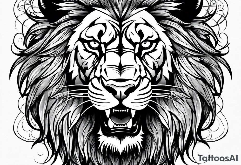 angry lion tattoo idea