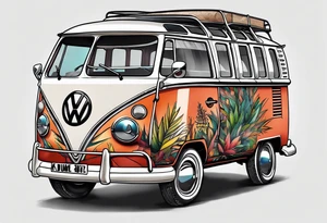 VW Kombi, Australian bush, Compass rose tattoo idea