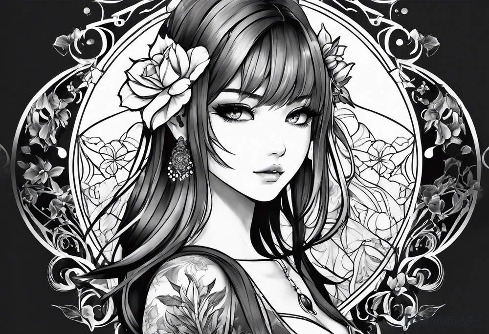 anime girl tattoo idea