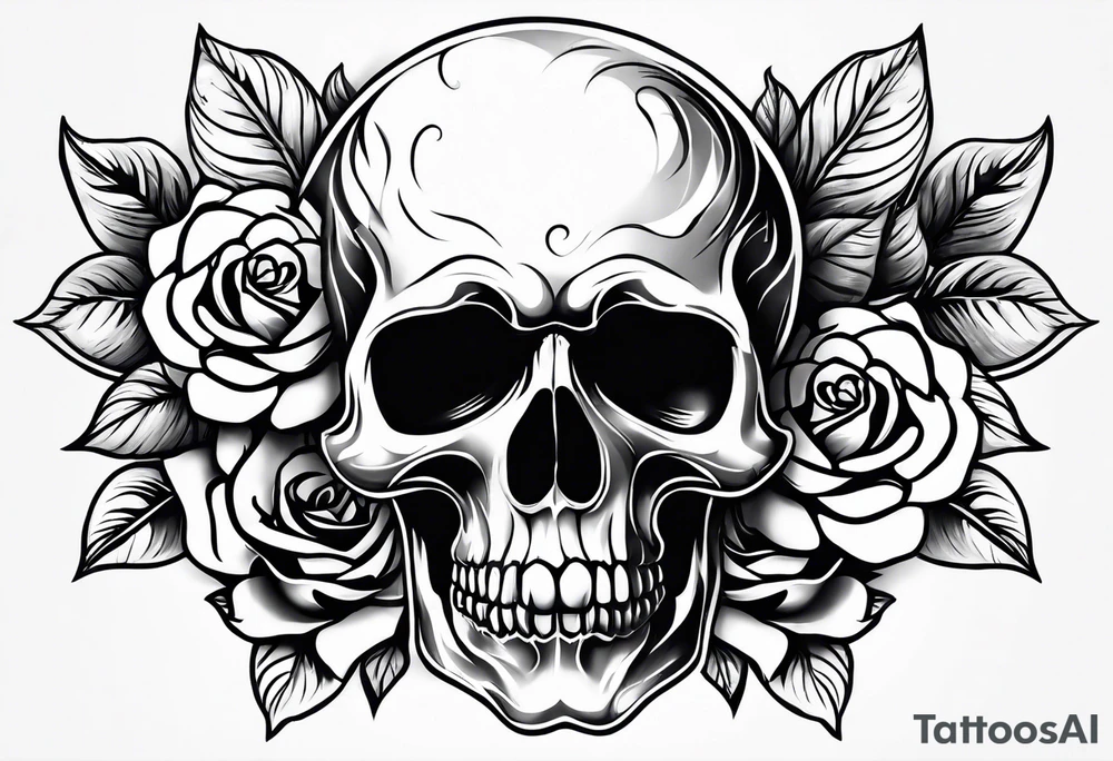 Skull rose santanic pagan realistic tattoo idea