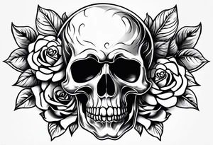 Skull rose santanic pagan realistic tattoo idea