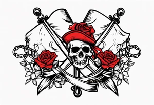 Pirate flags with chains and roses tattoo idea