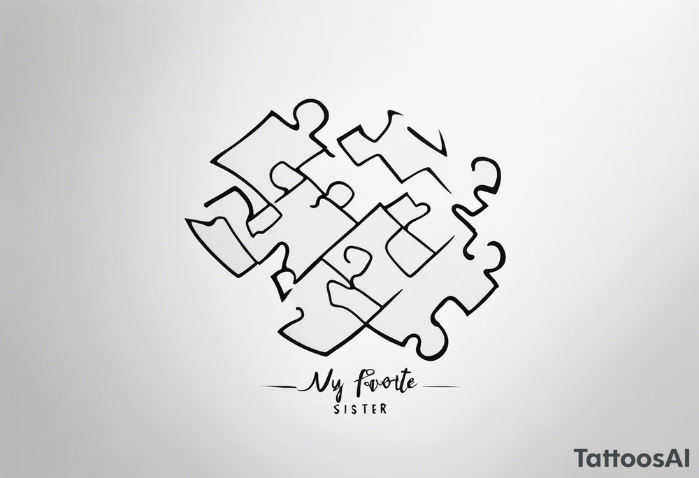 Fine line tattoo that has my sister's hand writing "my favorite sister" written inside of a single puzzle piece. Simple tattoo that will be on my ankle and is done in memory of my sister tattoo idea