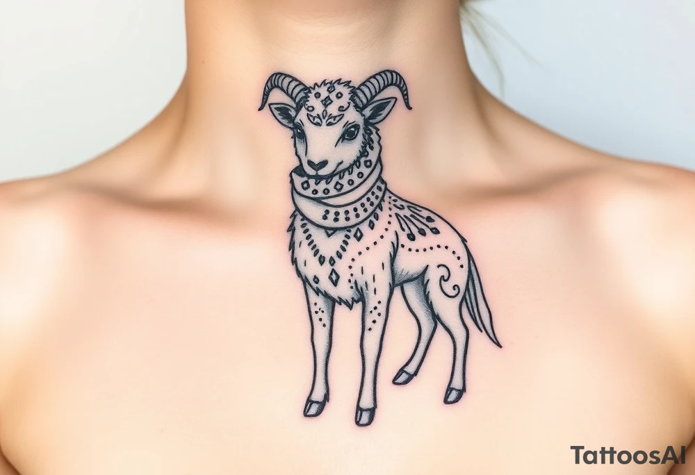 Sheep worn as a costume for a wolf tattoo idea