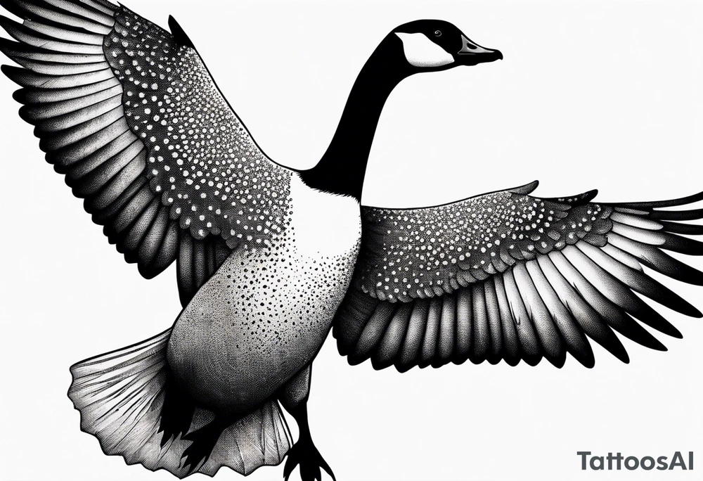 canadian goose shaking wings in profile tattoo idea