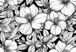 More leafs and stalk with little Platycodon grandiflorus flowers that goes around the arm tattoo idea