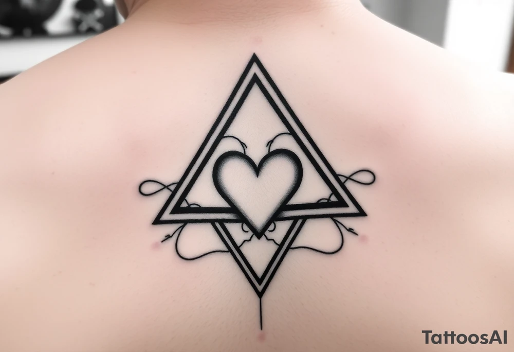 A triangle with a heart in the middle tattoo idea