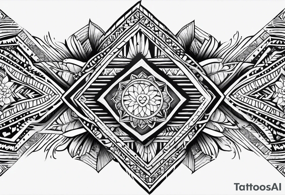 geometric hawaiian tradtional style arm band mauna kea tattoo idea