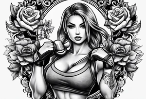 Weight lifting and boxing feminine tattoo idea