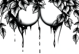 breasts covered with leaves dripping with ink tattoo idea