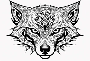 Angry tribal wolf head tattoo idea