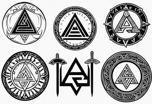 Valhalla shield sword axe Valknut tattoo idea