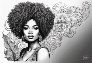 Mermaid with afro tattoo idea