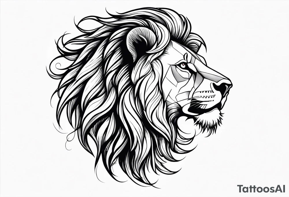 powerful majestic lion, close-up tattoo idea