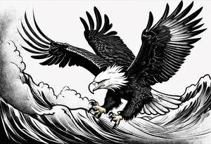 eagle flying with an oar through talons tattoo idea