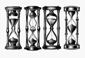 Decorative antique hourglass illustration isolated on white. Hand drawn vector art. Sketch for dotwork tattoo, hipster t-shirt design, vintage style posters. Coloring book for kids and adults. tattoo idea