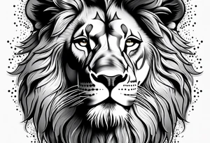 lion with a crown and sparkling eyes tattoo idea