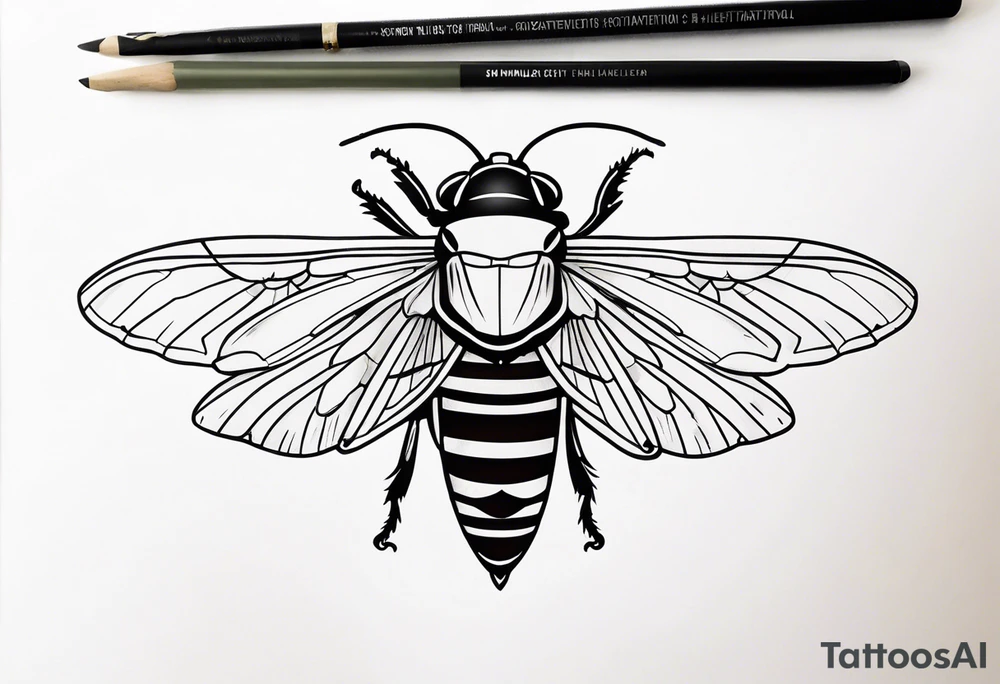 Closed wing cicada tattoo idea