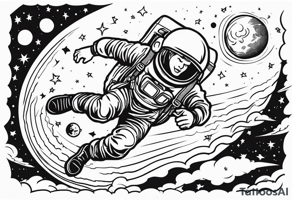 Man falling from space to earth tattoo idea