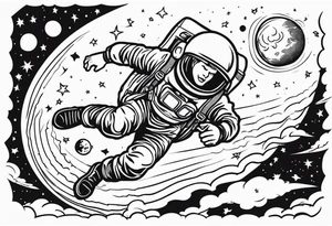 Man falling from space to earth tattoo idea