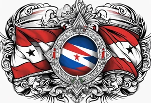 Tribal art holding the Puerto Rican, Virgin Islands and Trinidad flags tattoo idea