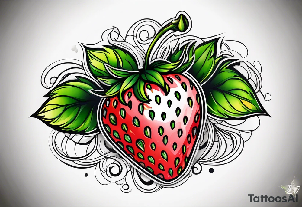 Single Strawberry new school tattoo idea