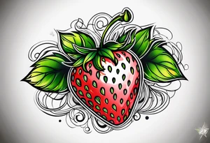 Single Strawberry new school tattoo idea