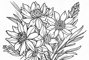 Larkspur and aster bouquet tattoo idea