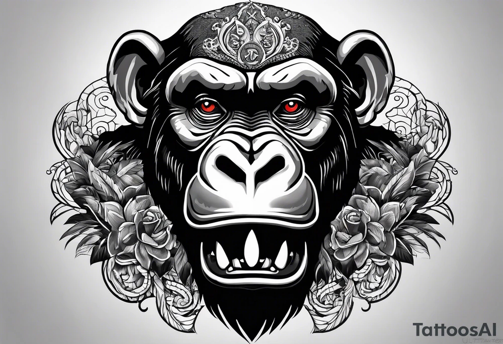 Screaming chimpanzees (chest piece) tattoo idea