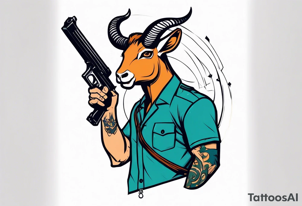 capricorn man with gun tattoo idea